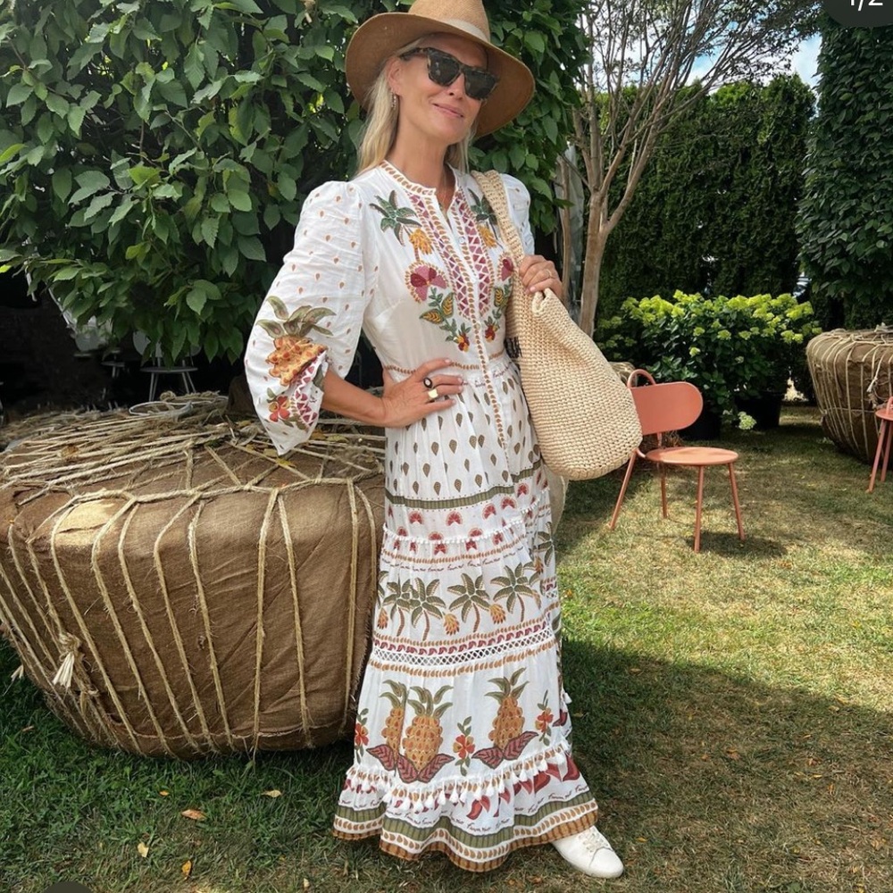 Farm Rio Off White Embroidered Maxi Dress - Picture 2 of 11